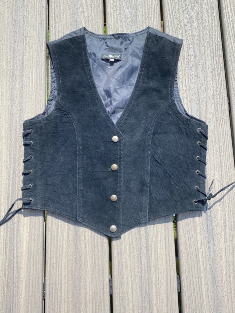 Vintage black leather vest Axessorium Medium Large
